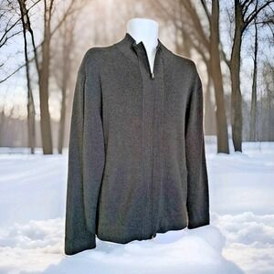 Express Cardigan XL Charcoal Gray 2-way Zip Mock Neck Pockets Preppy Academia